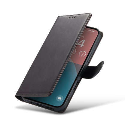 iPhone 16 Plus Hoesje - Zwart - Echt Leren Bookcase
