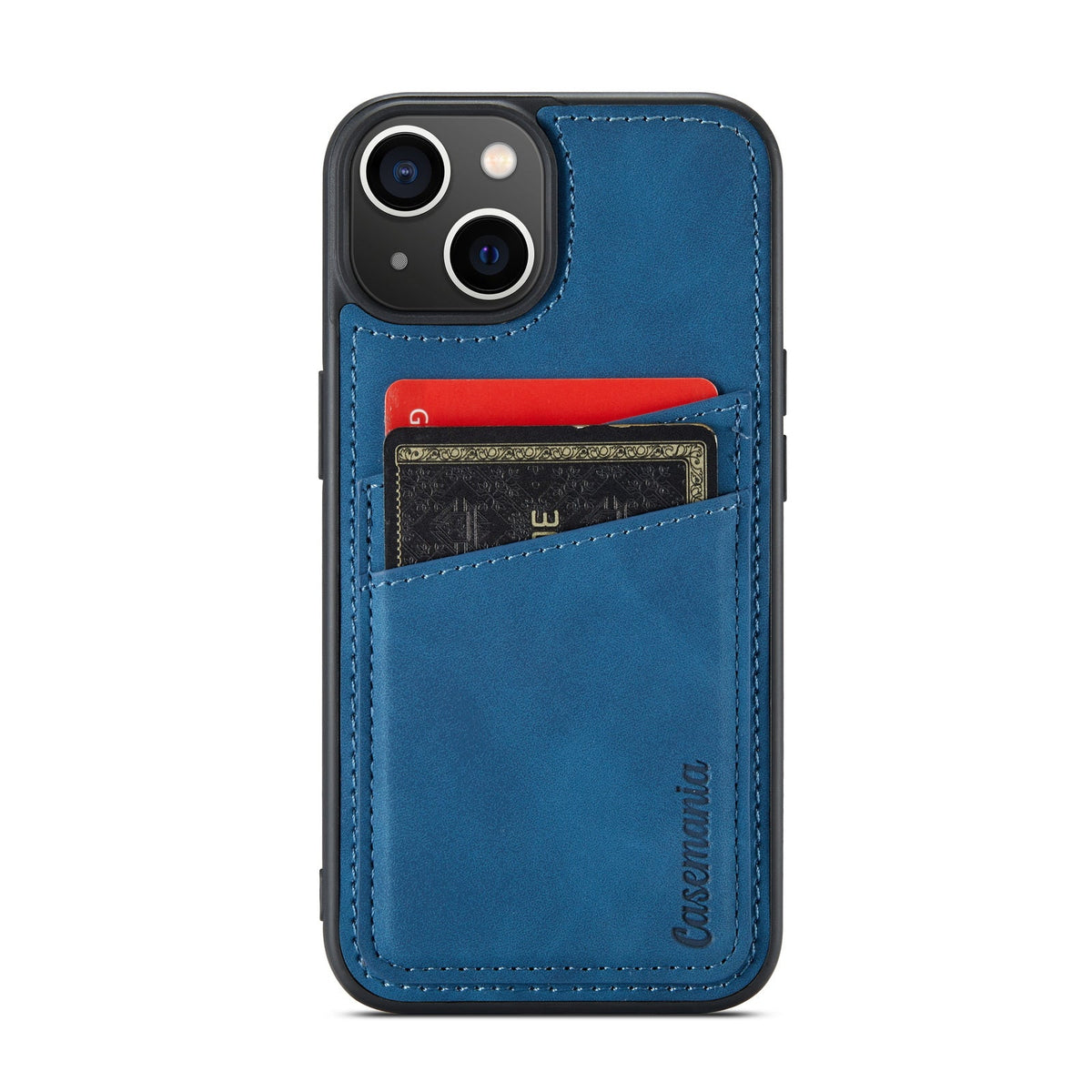 Apple iPhone 14 Hoesje - Navy Blue - Back Cover met Pasjeshouder