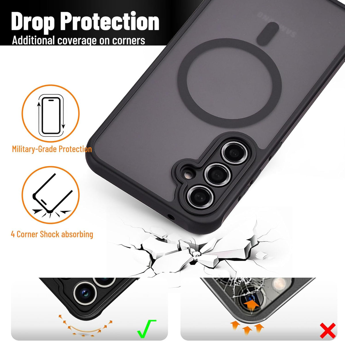 Samsung Galaxy A27 Hoesje - Zwart - Matte Armor MagSafe Back Cover met Camerabescherming