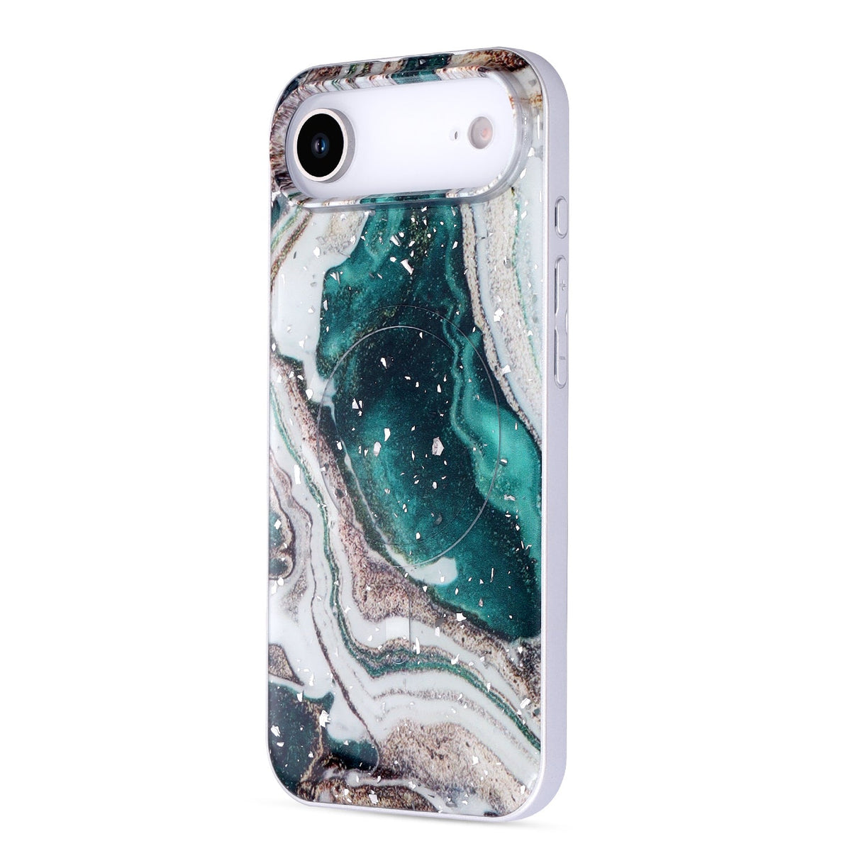 Apple iPhone Air Hoesje - Groen - Marmer Glitter MagSafe Back Cover