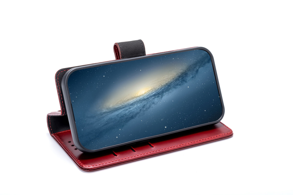 Apple iPhone 18 Pro Hoesje - Maroon Red - Echt Leren 2 in 1 MagSafe Bookcase