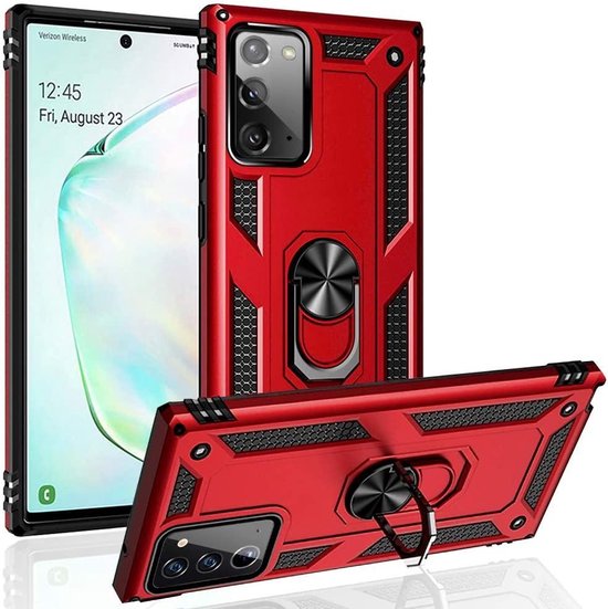 Samsung Galaxy Note20 Case - Red - Hybrid Armor Kickstand Back Cover