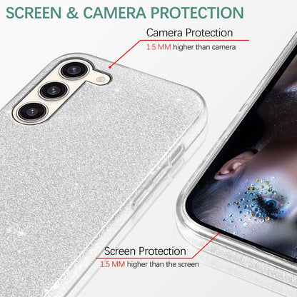 Samsung Galaxy S24 Hoesje - Zilver - Glitter Back Cover
