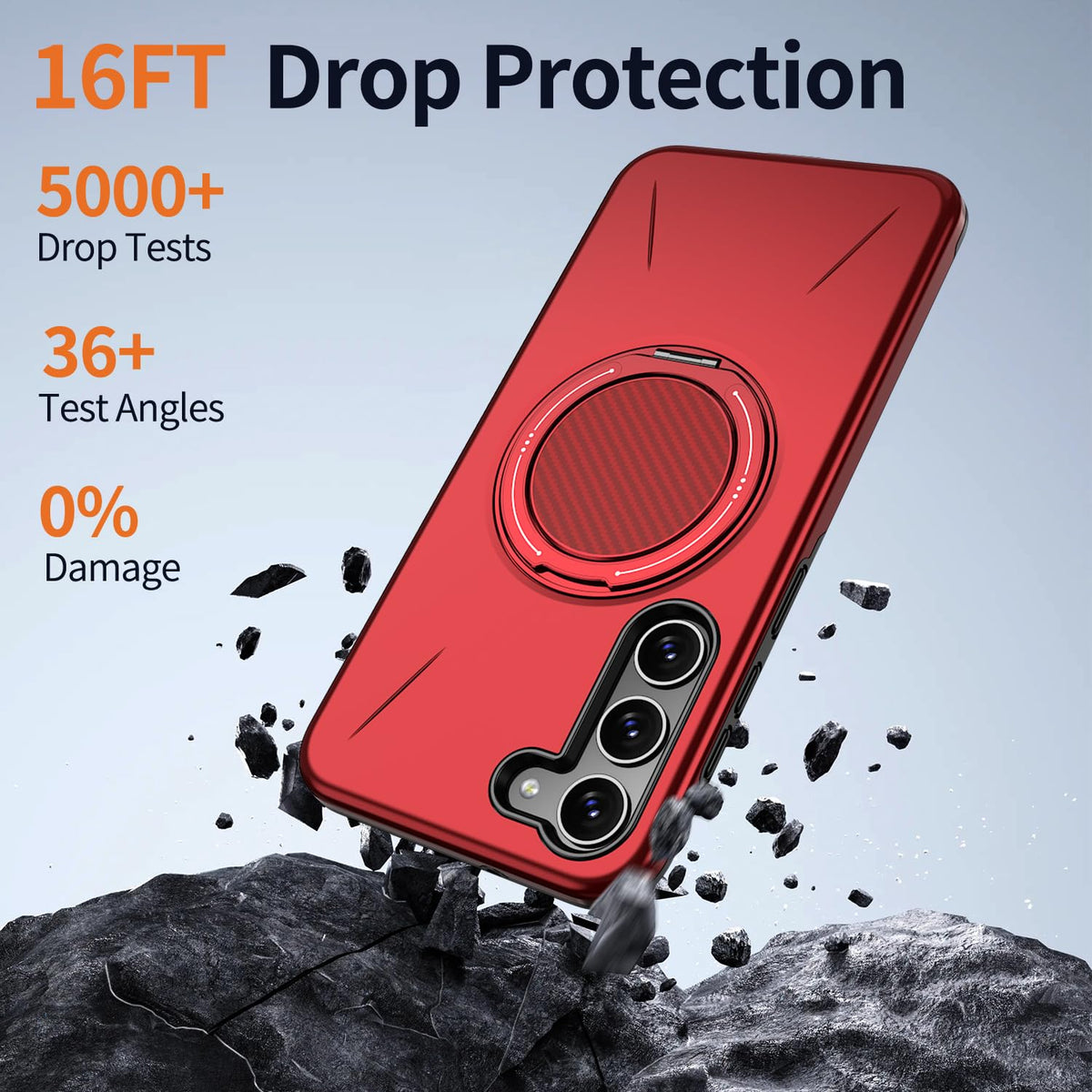 Samsung Galaxy S26 Hoesje - Rood - Siliconen Ring Kickstand Back Cover