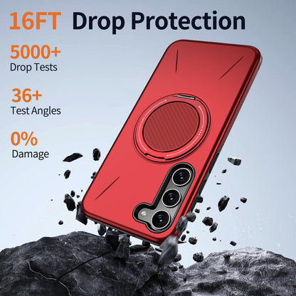 Samsung Galaxy S26 Hoesje - Rood - Siliconen Ring Kickstand Back Cover