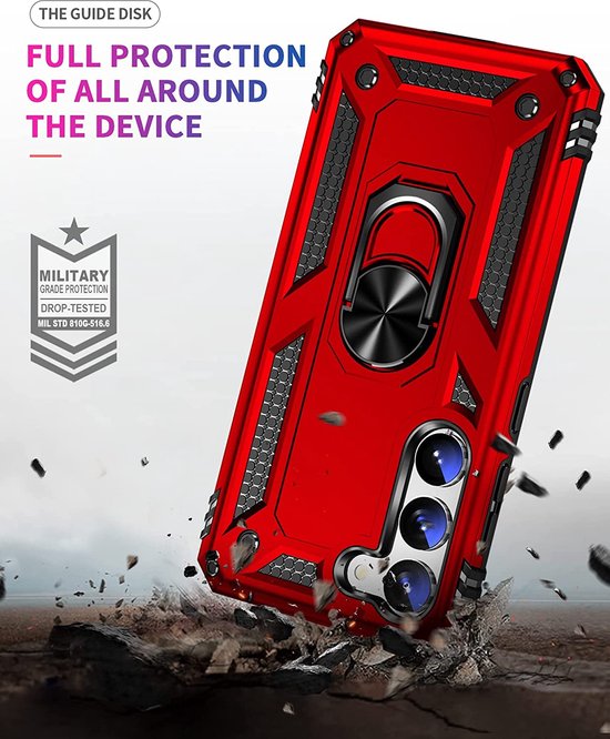 Samsung Galaxy S23 Case - Red - Armor Kickstand Back Cover