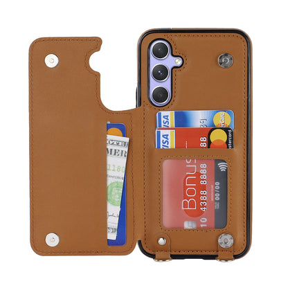 Samsung Galaxy A14 4G Hoesje - Bruin - Luxe Back Cover met Telefoonkoord en Rits