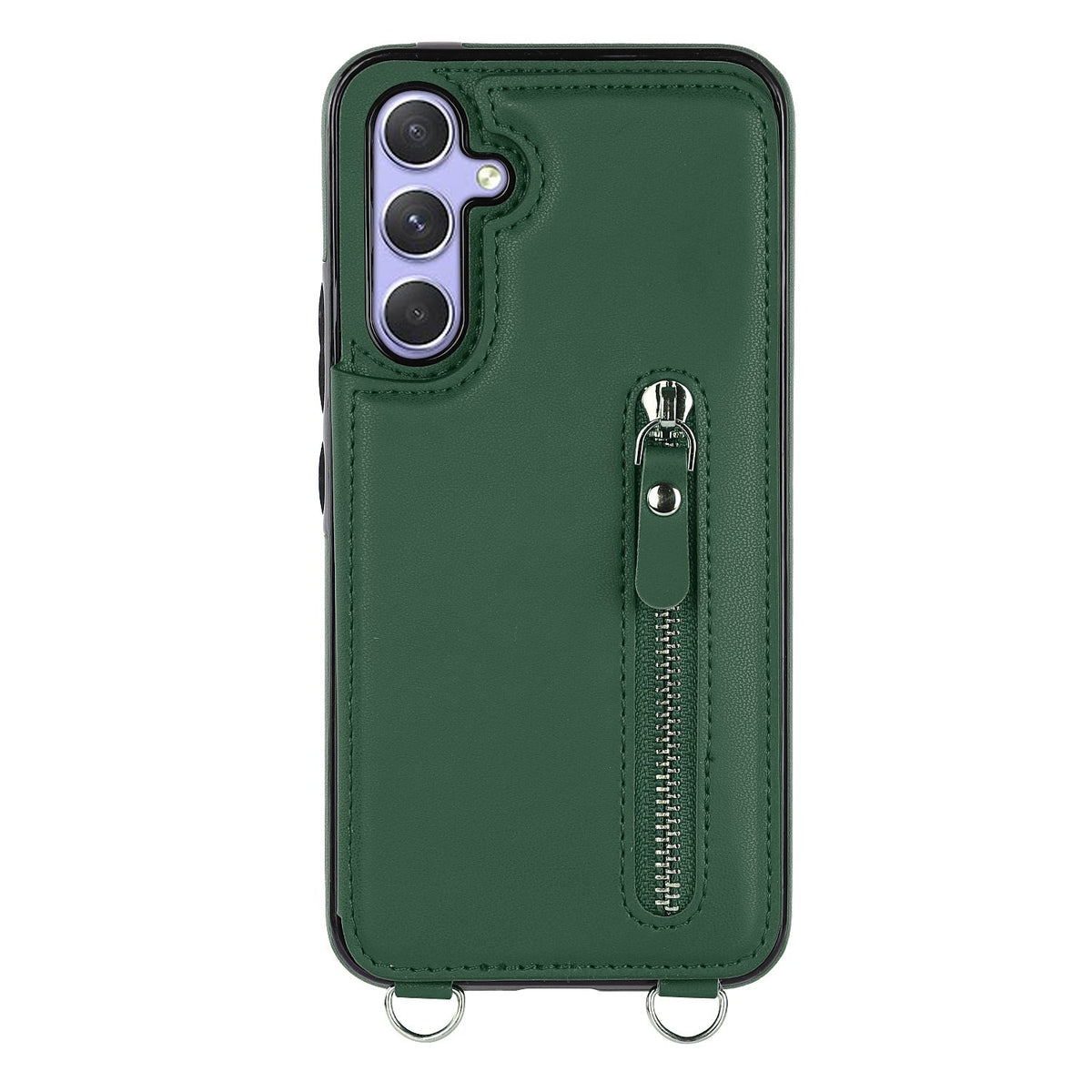 Samsung Galaxy A55 Hoesje - Groen - Luxe Back Cover met Telefoonkoord en Rits