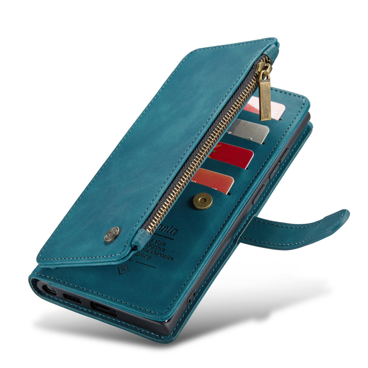 Samsung Galaxy S25 Ultra Case - Emerald Green - Luxury Wallet Case with Zipper