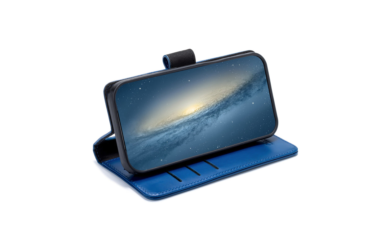 Apple iPhone 17 Pro Hoesje - Navy Blue - Echt Leren Bookcase