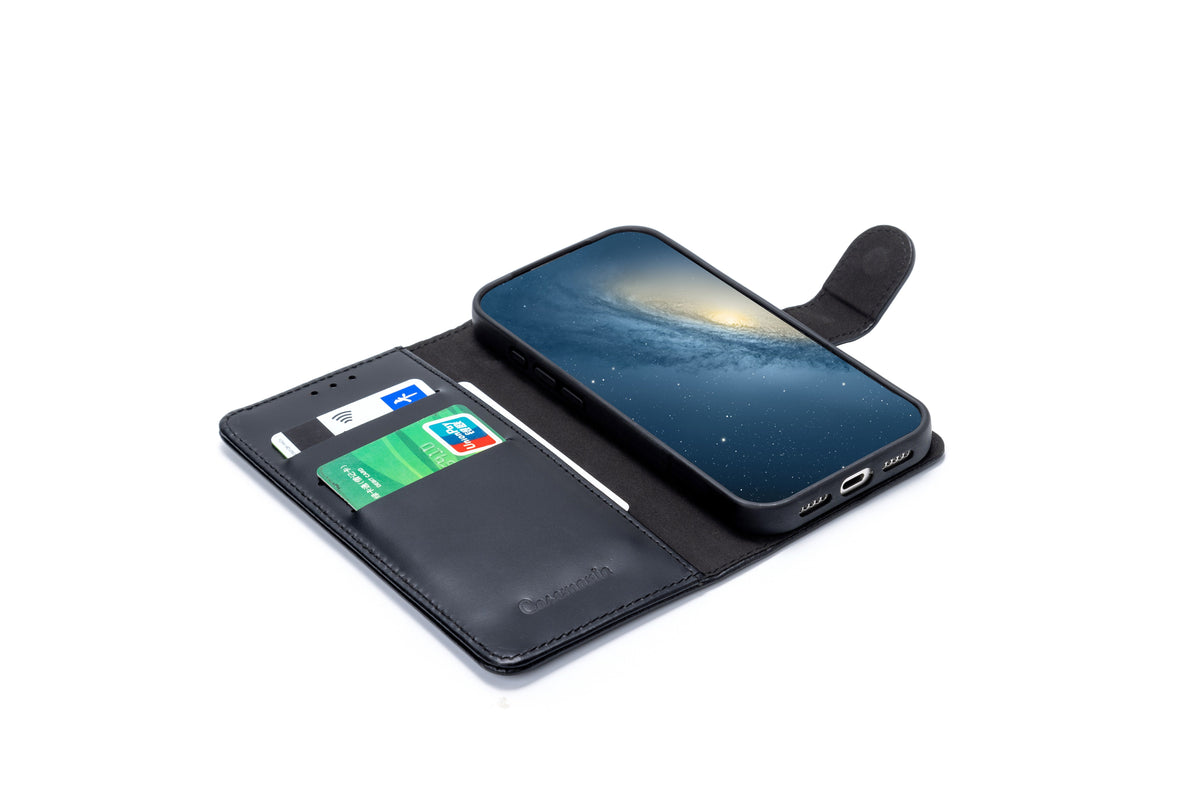 iPhone 17 Pro Max Hoesje - Charcoal Gray - Echt Leren Bookcase