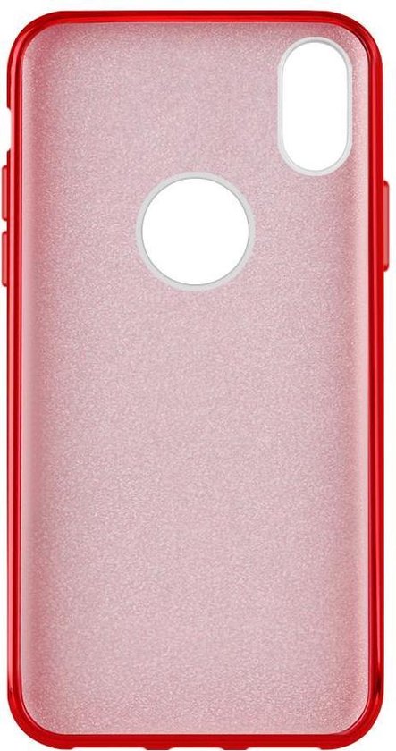 Apple iPhone XR Hoesje - Rood - Glitter Back Cover