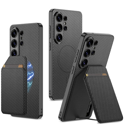 Samsung Galaxy S26 Ultra Hülle - Carbon - New Design Kickstand Wallet Back Cover