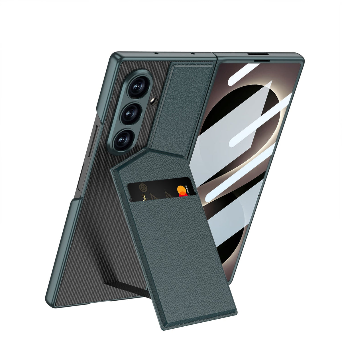 Samsung Galaxy Z Fold8 Ultra Hoesje - Blauw - Portemonnee Cover met Ingebouwde Screenprotector en Kickstand