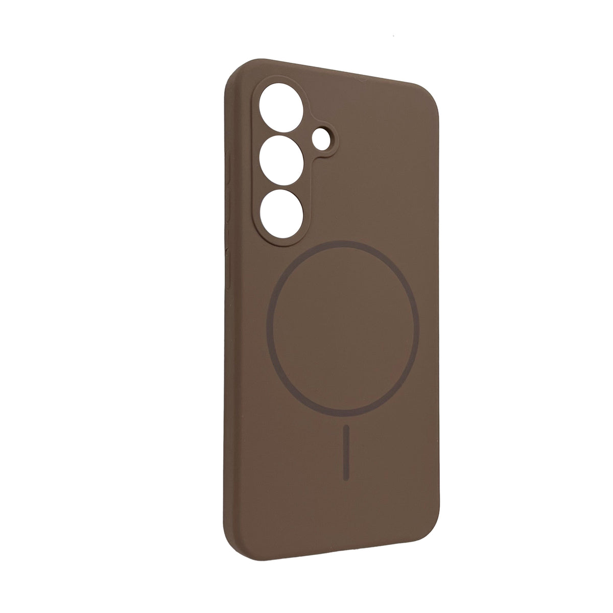 Samsung Galaxy S25 Hoesje - Bruin - Liquid Siliconen MagSafe Thin Ring Back Cover