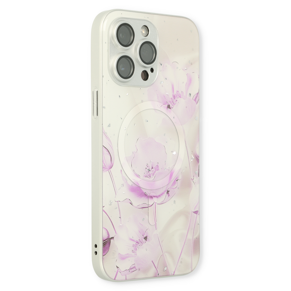 Apple iPhone 14 Pro Hülle - Lila - Silikon-Marmor-MagSafe-Backcover