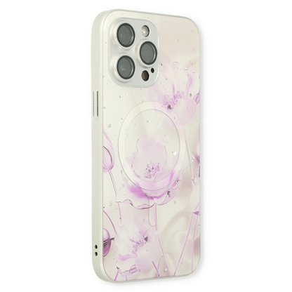 Apple iPhone 14 Pro Hülle - Lila - Silikon-Marmor-MagSafe-Backcover