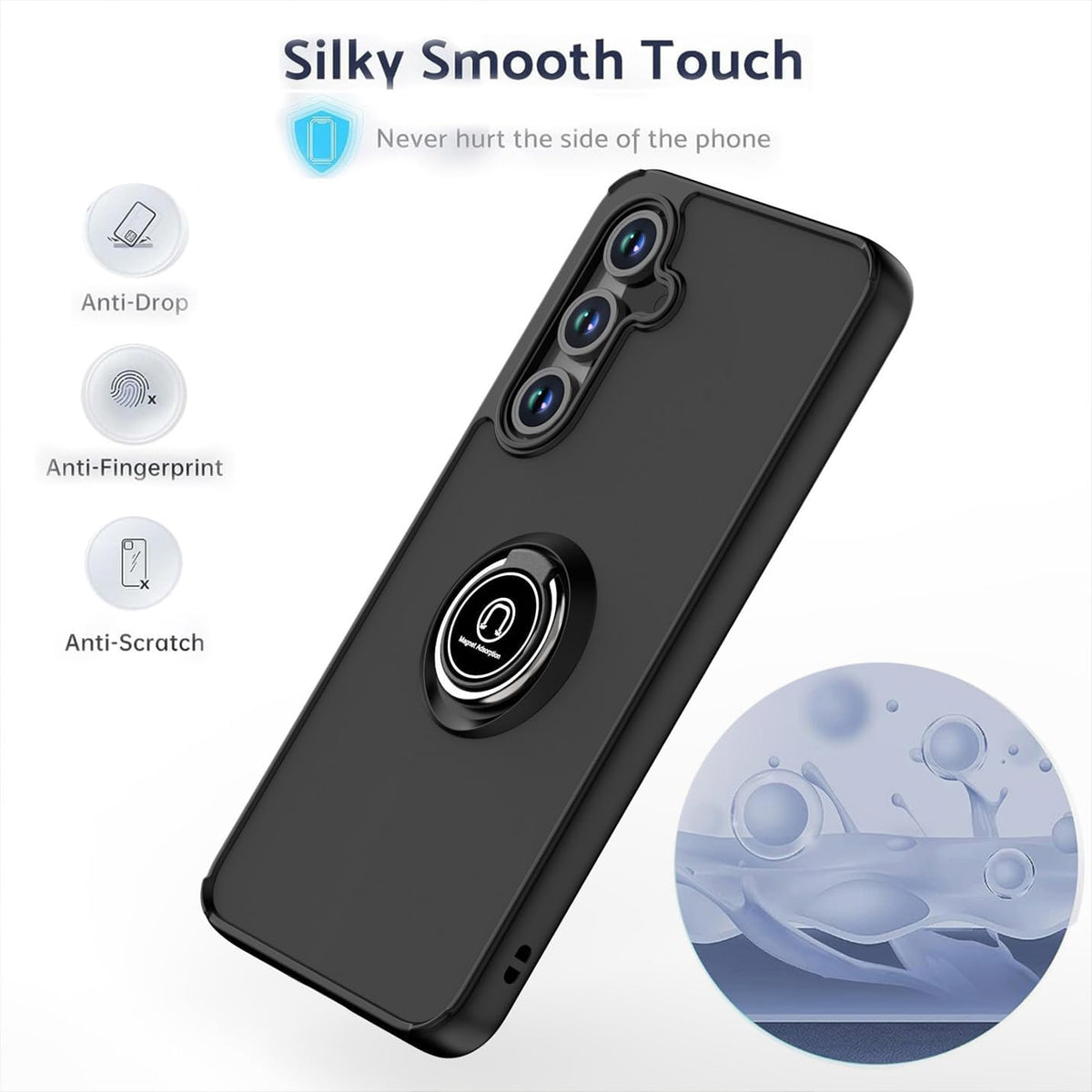 Samsung Galaxy A57 Hoesje - Zwart - Ring Stand Matte Armor Back Cover