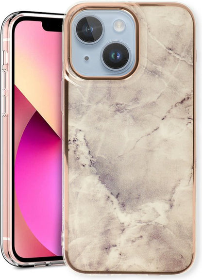 Apple iPhone 14 Plus Hoesje - Steen - Siliconen Marmer Back Cover