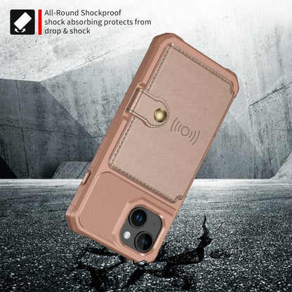 iPhone 15 Plus Hoesje - Rosegoud - Back Cover met RFID Kaarthouder