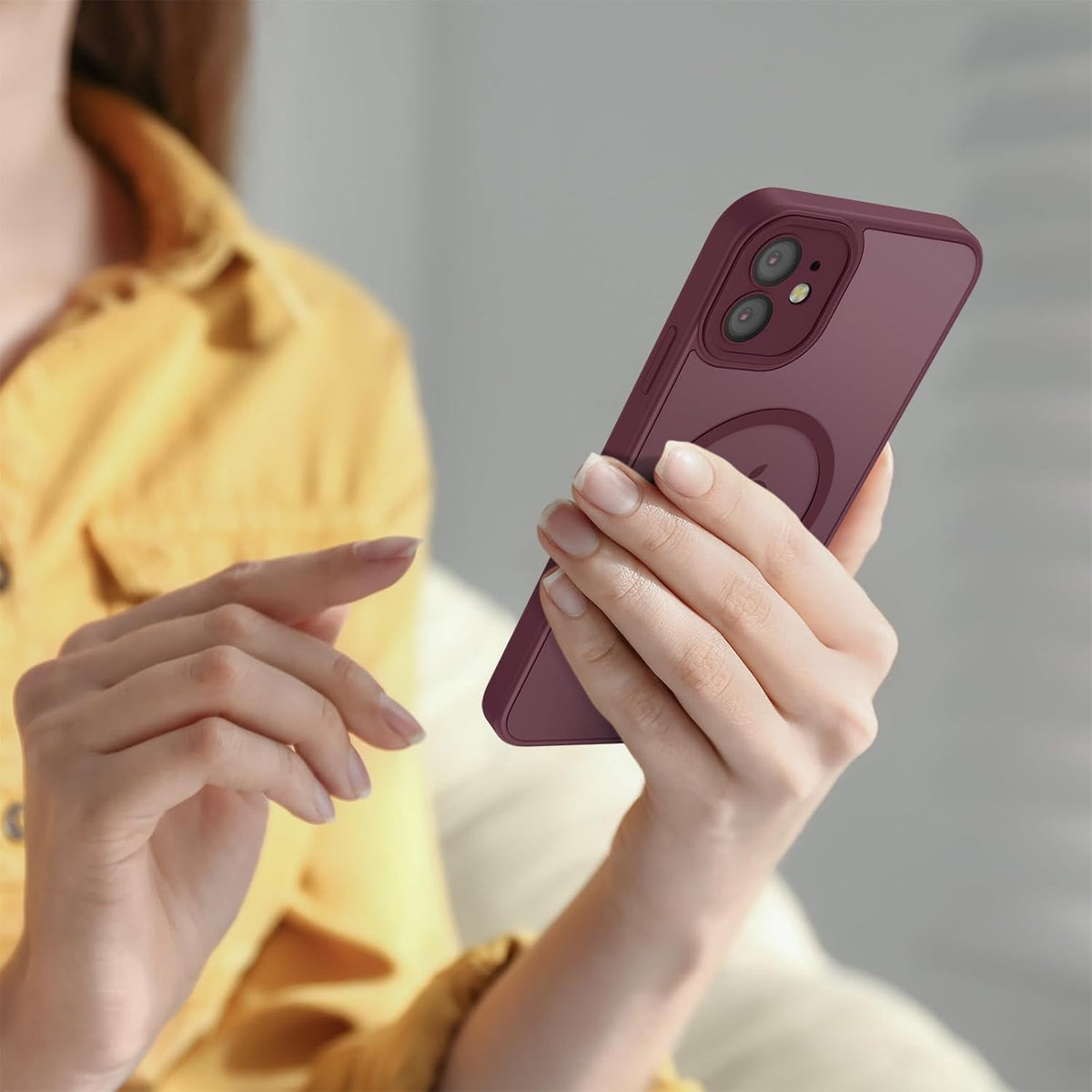 Apple iPhone 11 Hoesje - Bordeaux Rood - Matte Armor MagSafe Back Cover