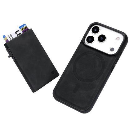 Apple iPhone 17 Pro Max Hoesje - Charcoal Gray - MagSafe Back Cover met Uitschuifbare Pasjeshouder