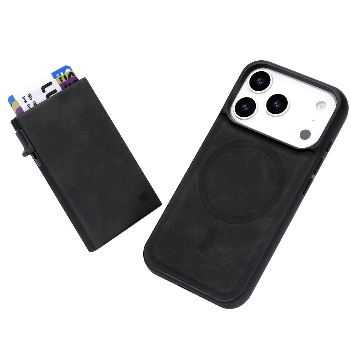 Apple iPhone 17 Pro Hoesje - Charcoal Gray - MagSafe Back Cover met Uitschuifbare Pasjeshouder