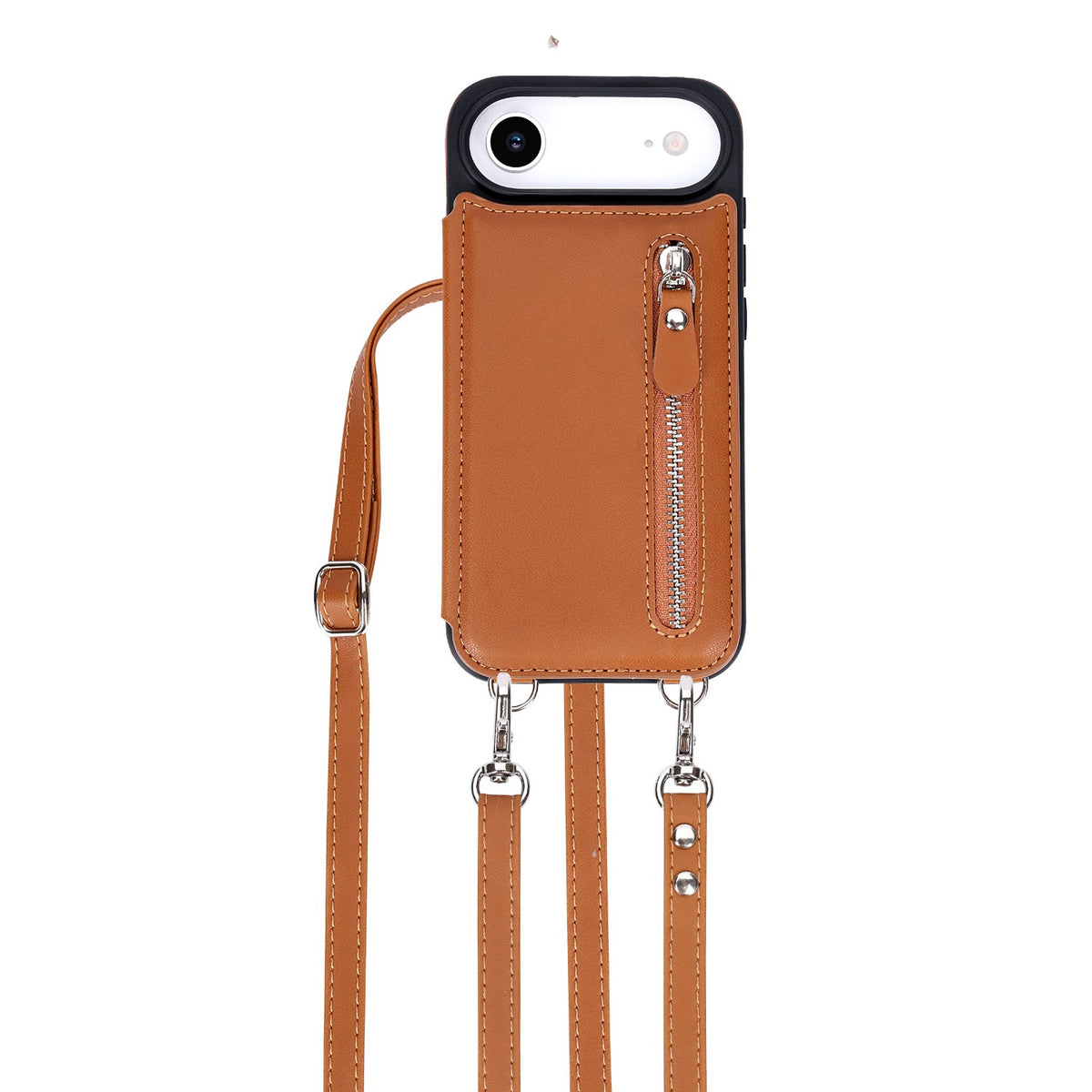 Apple iPhone Air Case - Brown - Luxury Back Cover with Phone Strap and Zipper