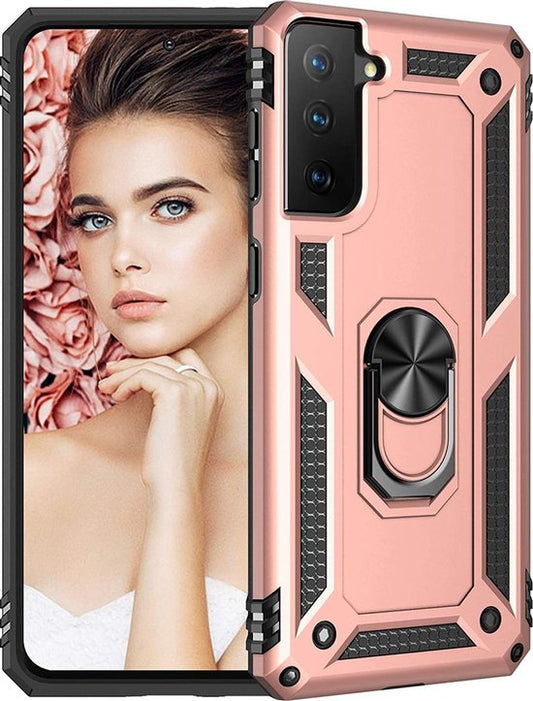 Samsung Galaxy S21 Plus Hülle - Roségold - Armor Ständer Backcover