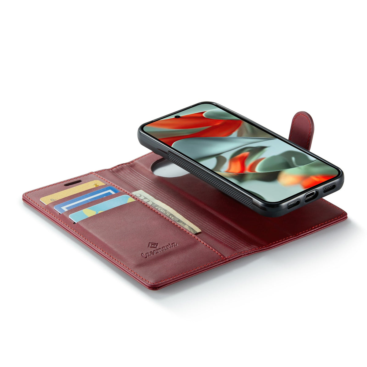 Google Pixel 10 Pro XL Hülle - Burgundy Red - Luxuriöses 2-in-1 MagSafe Bookcase