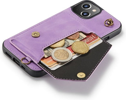 Apple iPhone 13 Case - Purple - Luxury Back Cover with Phone Strap