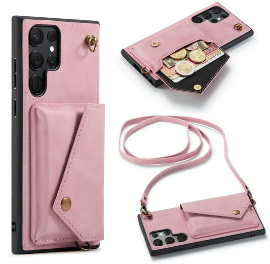 Samsung Galaxy S22 Ultra Hoesje - Pale Pink - Luxe Back Cover met Telefoonkoord