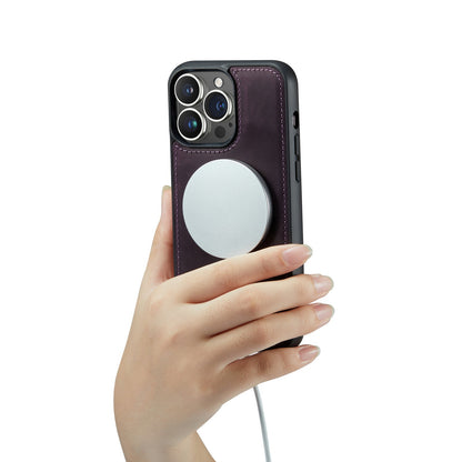 Apple iPhone 15 Pro Max Hoesje - Dark Purple - Echt Leren 2 in 1 MagSafe Bookcase