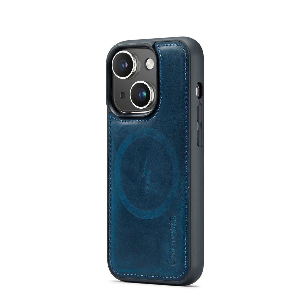 Apple iPhone 15 Plus Hülle - Navy Blue - Echtleder-2-in-1-MagSafe-Klapphülle mit Kartenfach
