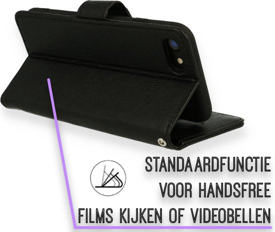 iPhone SE 2022 Hoesje - Zwart - Luxe Portemonnee Bookcase