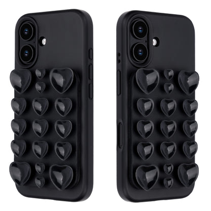 Apple iPhone 17 Hoesje - Zwart - Siliconen Back Cover met Afneembare Hartjes Zuignappen