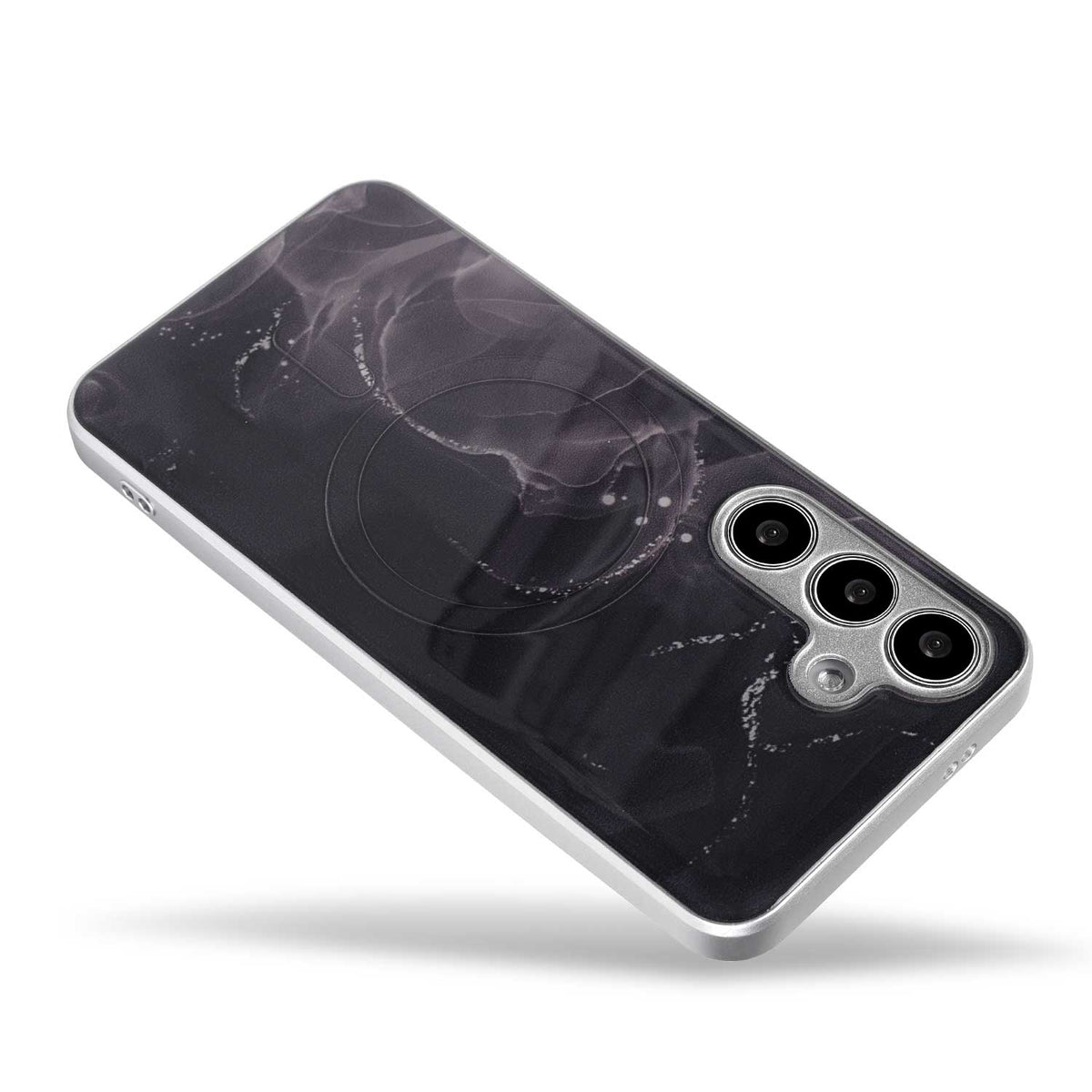 Samsung Galaxy S24 Plus Hoesje - Zwart - Siliconen Marmer MagSafe Back Cover