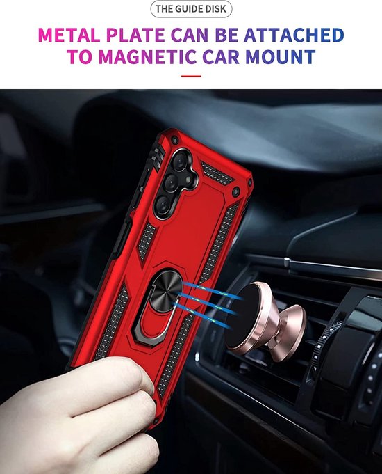Samsung Galaxy M23 Hoesje - Rood - Armor Kickstand Back Cover