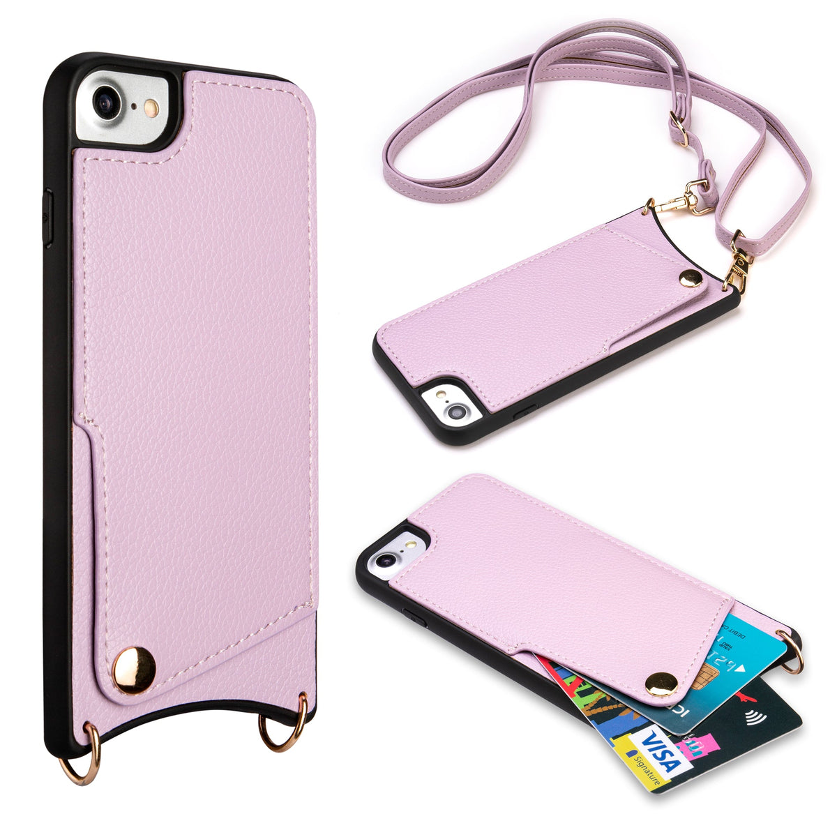Apple iPhone SE (2022) Case - Purple - Back Cover with Wrist Band and Phone Band