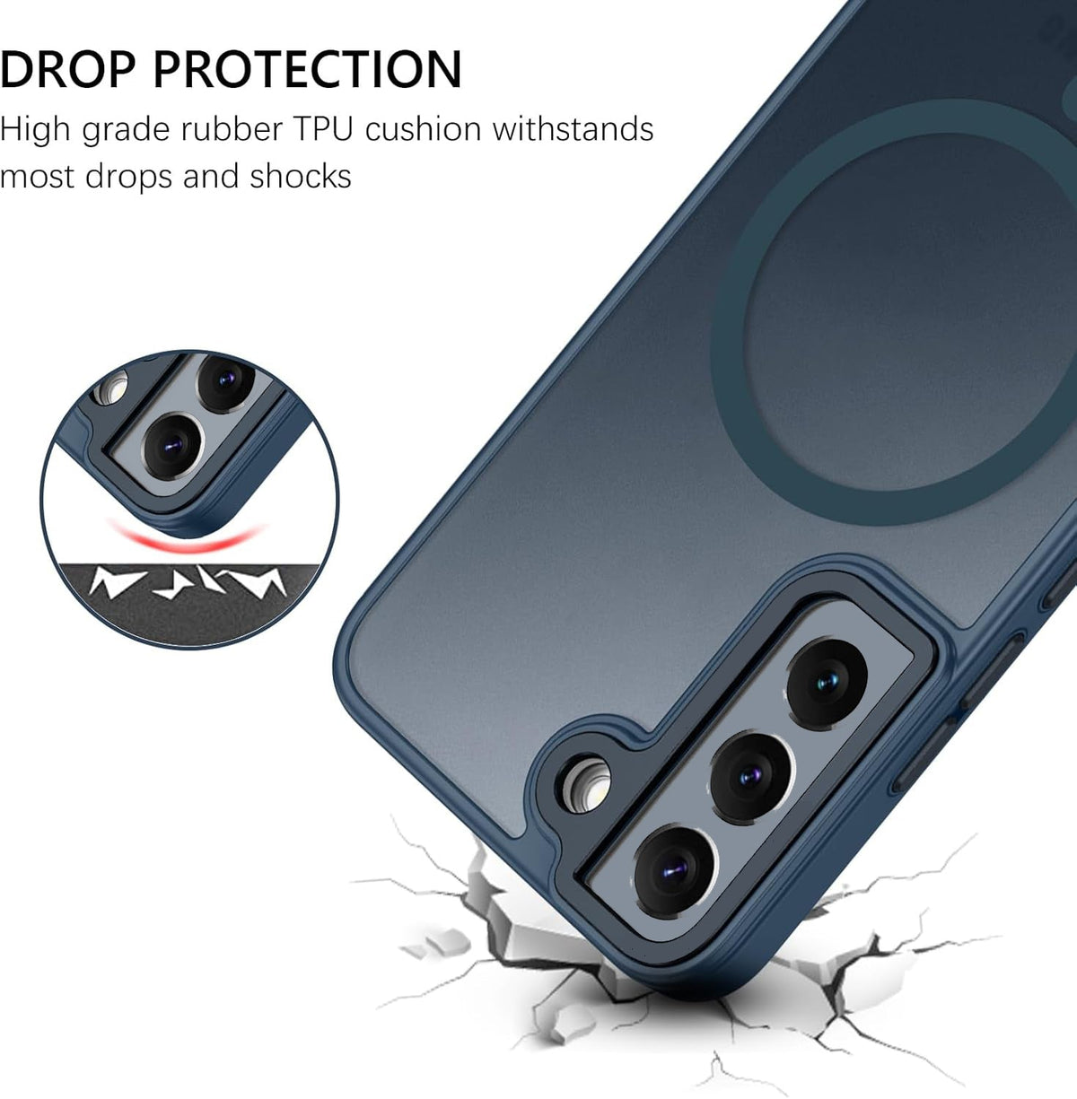 Samsung Galaxy S22 Hoesje - Blauw - Matte Armor MagSafe Back Cover