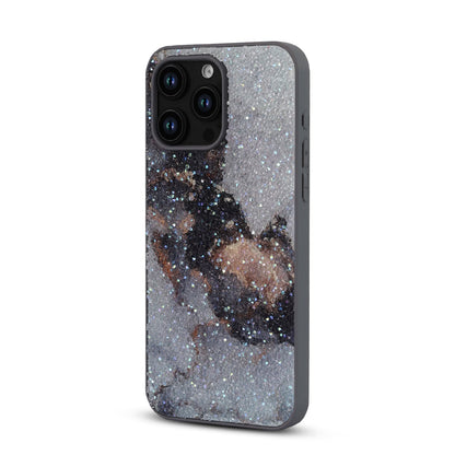 Apple iPhone 15 Pro Max Hoesje - Grijs - Diamant Marmer Glitter Back Cover