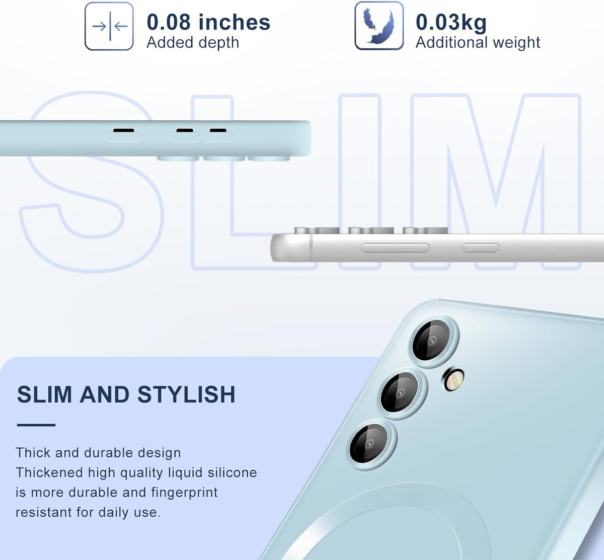 Coque Samsung Galaxy S24 - Bleu clair - Étui arrière en silicone mat compatible MagSafe