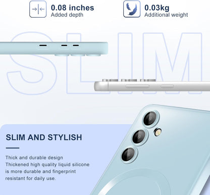 Coque Samsung Galaxy S24 - Bleu clair - Étui arrière en silicone mat compatible MagSafe