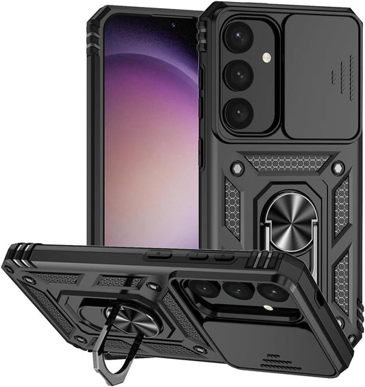 Samsung Galaxy S25 FE Hülle - Schwarz - Armor Ständer Kamera Backcover