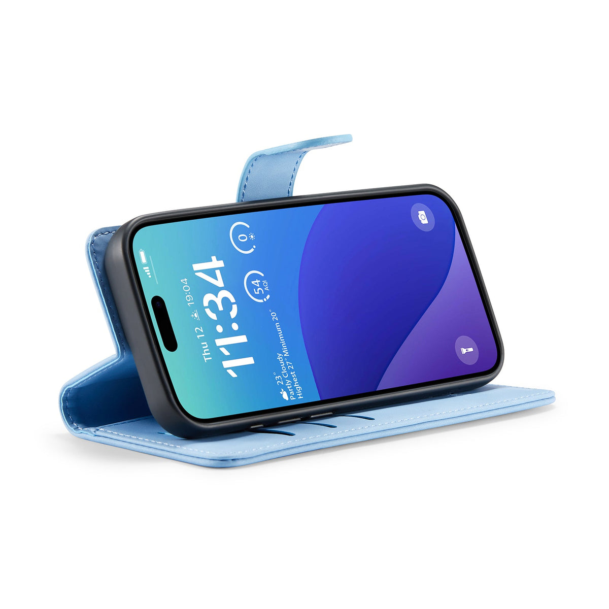 Apple iPhone 16 Pro Hoesje - Sky Blue - 2 in 1 Bookcase