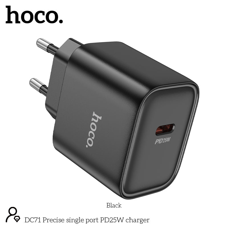 Hoco 25W USB-C Schnellladegerät mit USB-C Kabel 2m - Schwarz