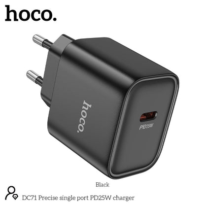 Hoco 25W USB-C Schnellladegerät mit USB-C Kabel 2m - Schwarz