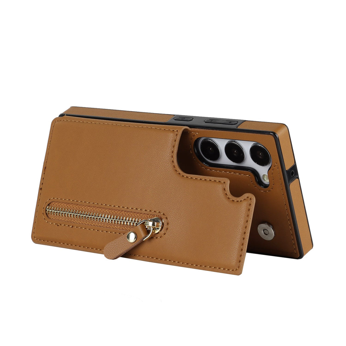 Samsung Galaxy S23 Hoesje - Bruin - Luxe Back Cover met Telefoonkoord en Rits