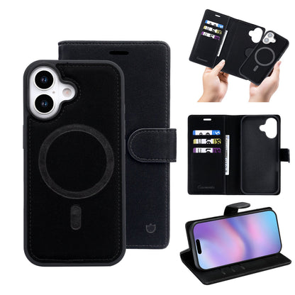 Apple iPhone 17 Hoesje - Onyx Black - 2 in 1 Velvet Bookcase