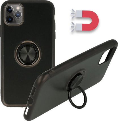 Apple iPhone 11 Pro Max Hülle - Schwarz - Silikon Ring Kickstand Back Cover
